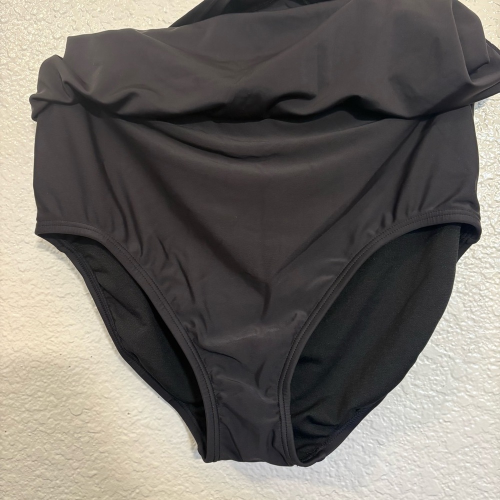 24th & Ocean Black Swim Skirt Bottom Women Medium High Waisted Tummy Control - Picture 3 of 7